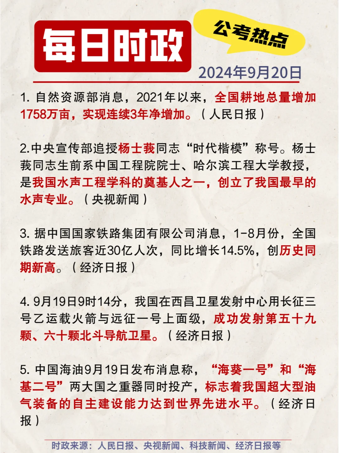 每日时政打卡|2024年9月20日公考热点