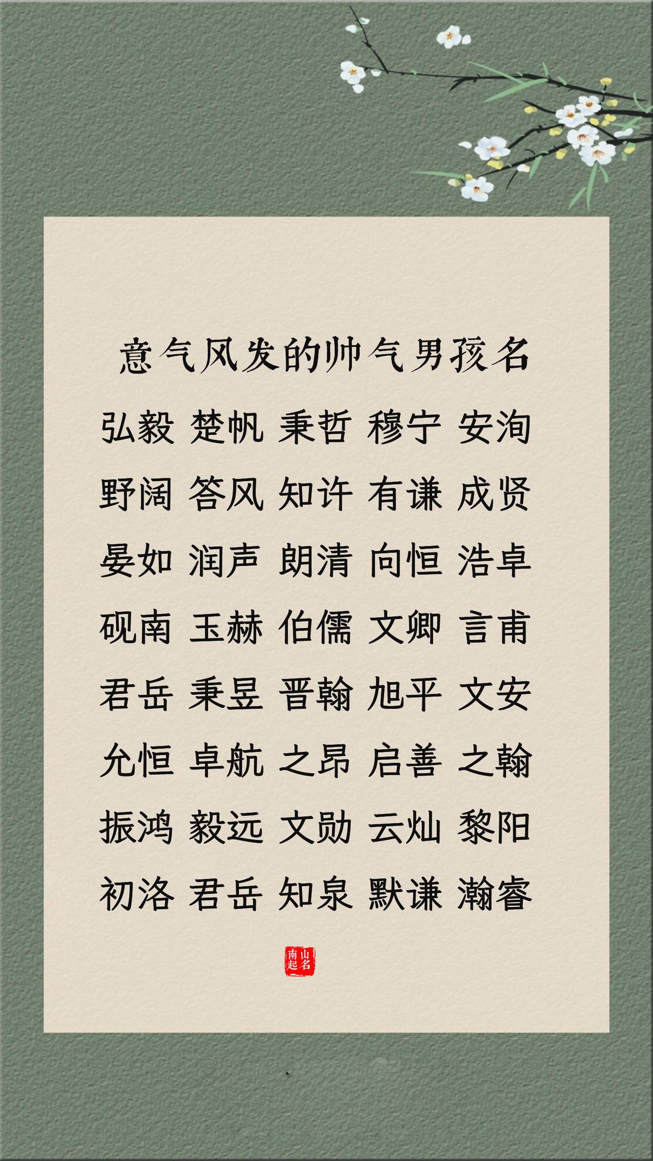 意气风发的帅气男孩名，音律优美，真的是一名一气质