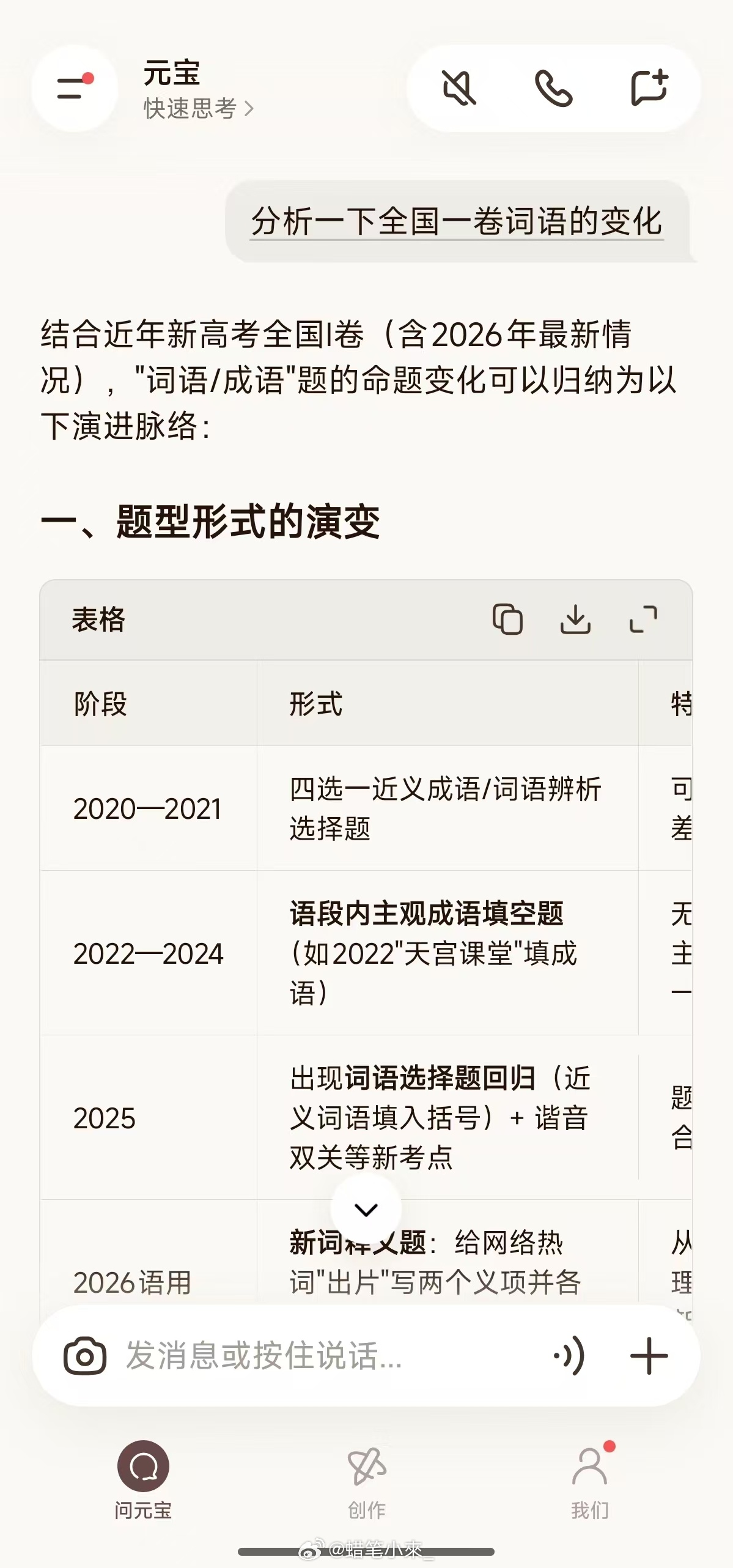 全国一卷 词语的变化元宝笔下的词语变化写得太有生活气了，鲜活到真假难辨！读着竟有