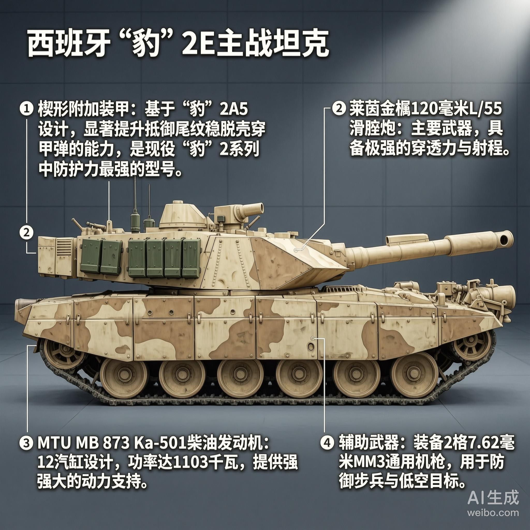 军事ai新视野 西班牙“豹”2E主战坦克“豹”2E坦克（Leopardo 2E）