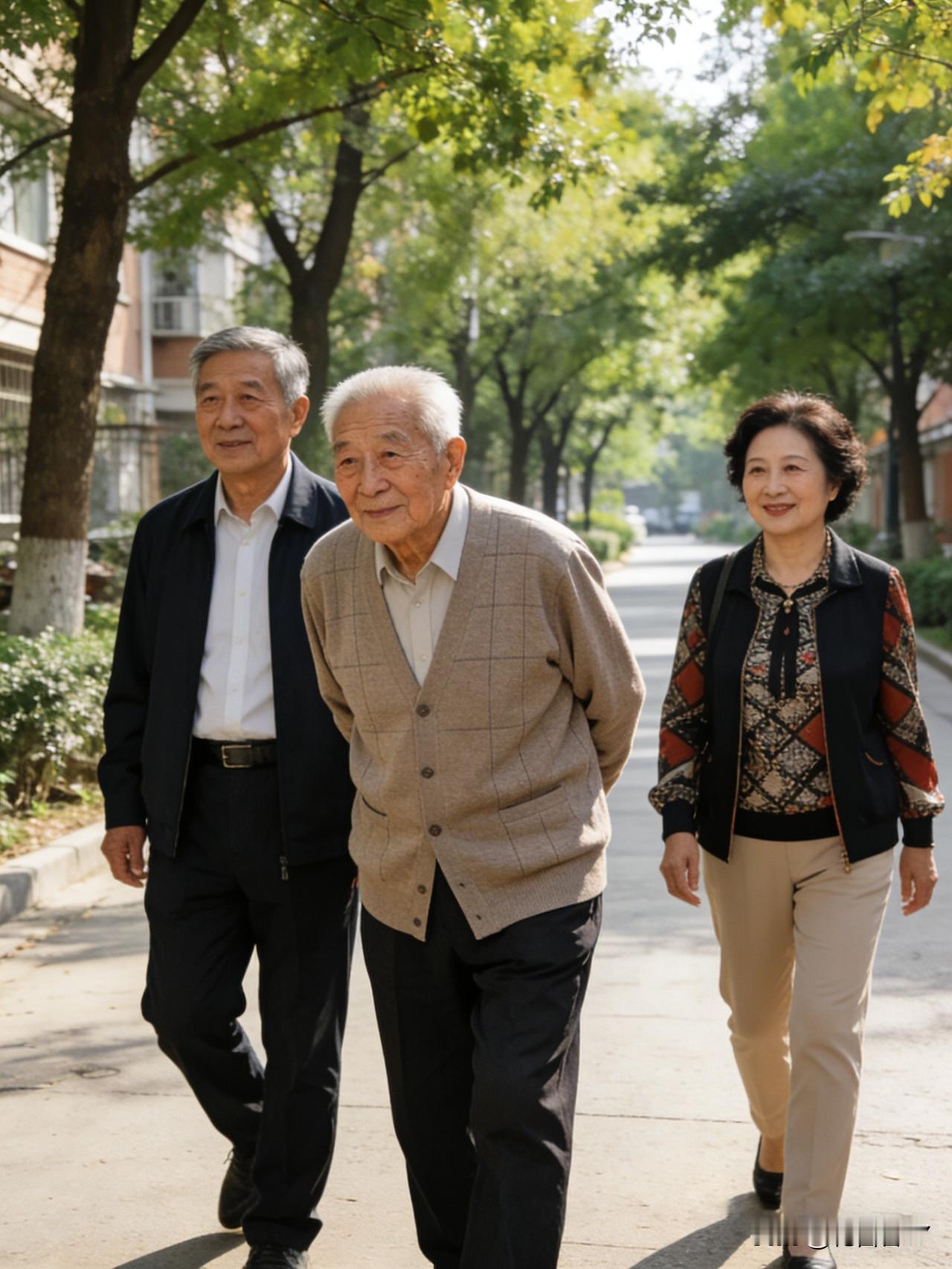 偶遇离休老前辈，我忽然感觉通透了。

水系边遛弯，又遇到了他——老前辈。
亲切的