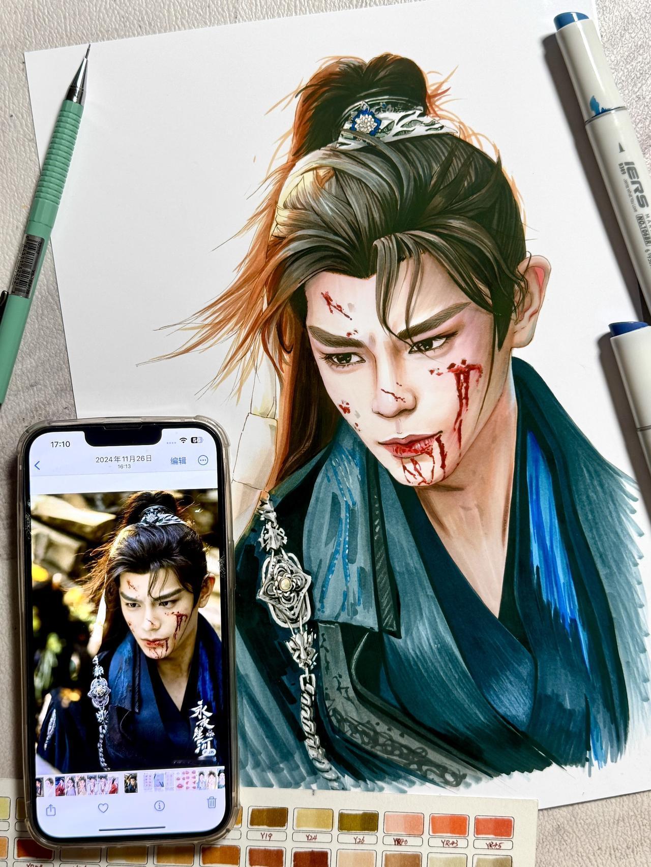 给马克笔人物团练班做的课堂示范，适配零基础同学，真人转插画人物略难，所以是以人物