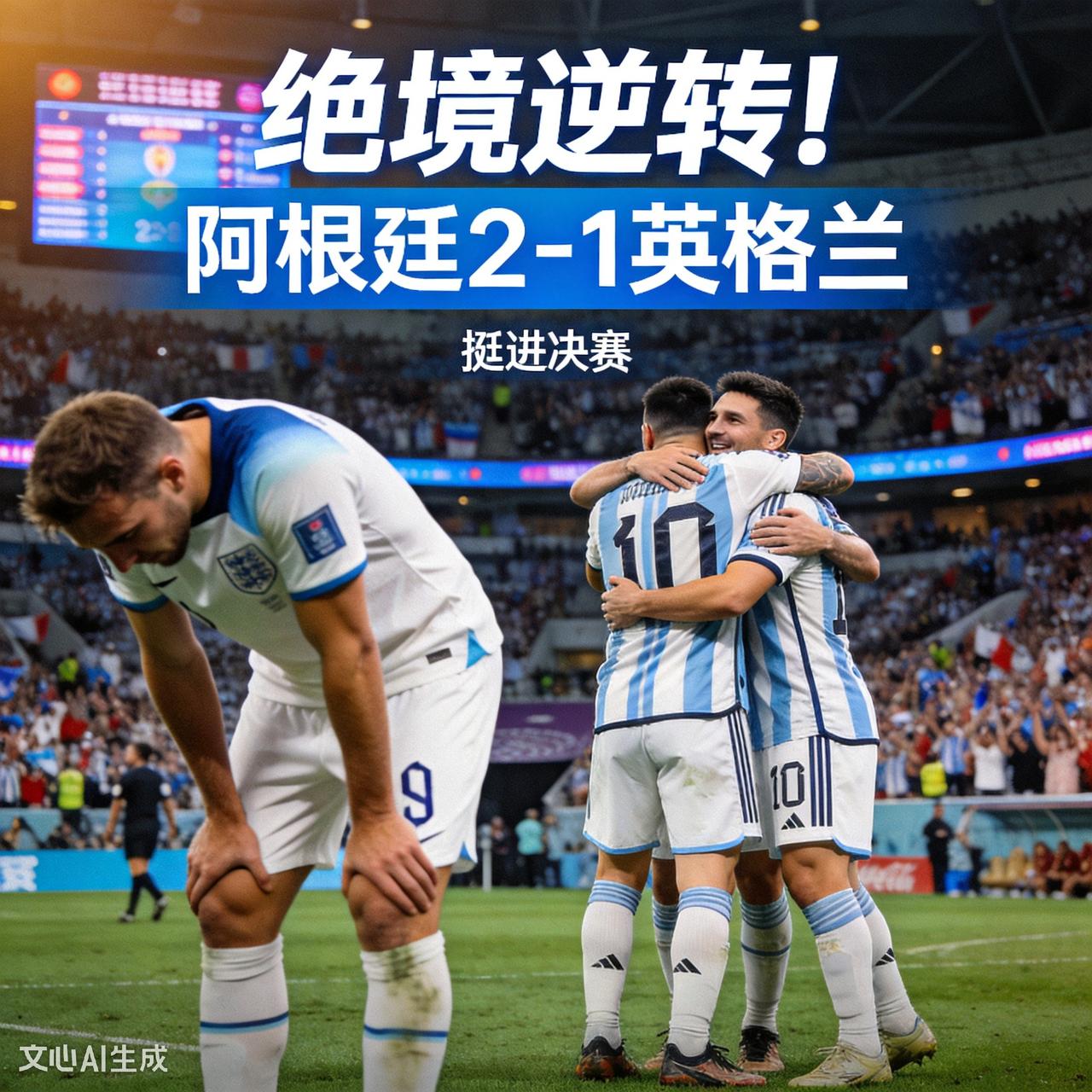 绝境逆转！阿根廷2-1力克英格兰挺进决赛

绿茵场上的生死对决悬念拉满，阿根廷在