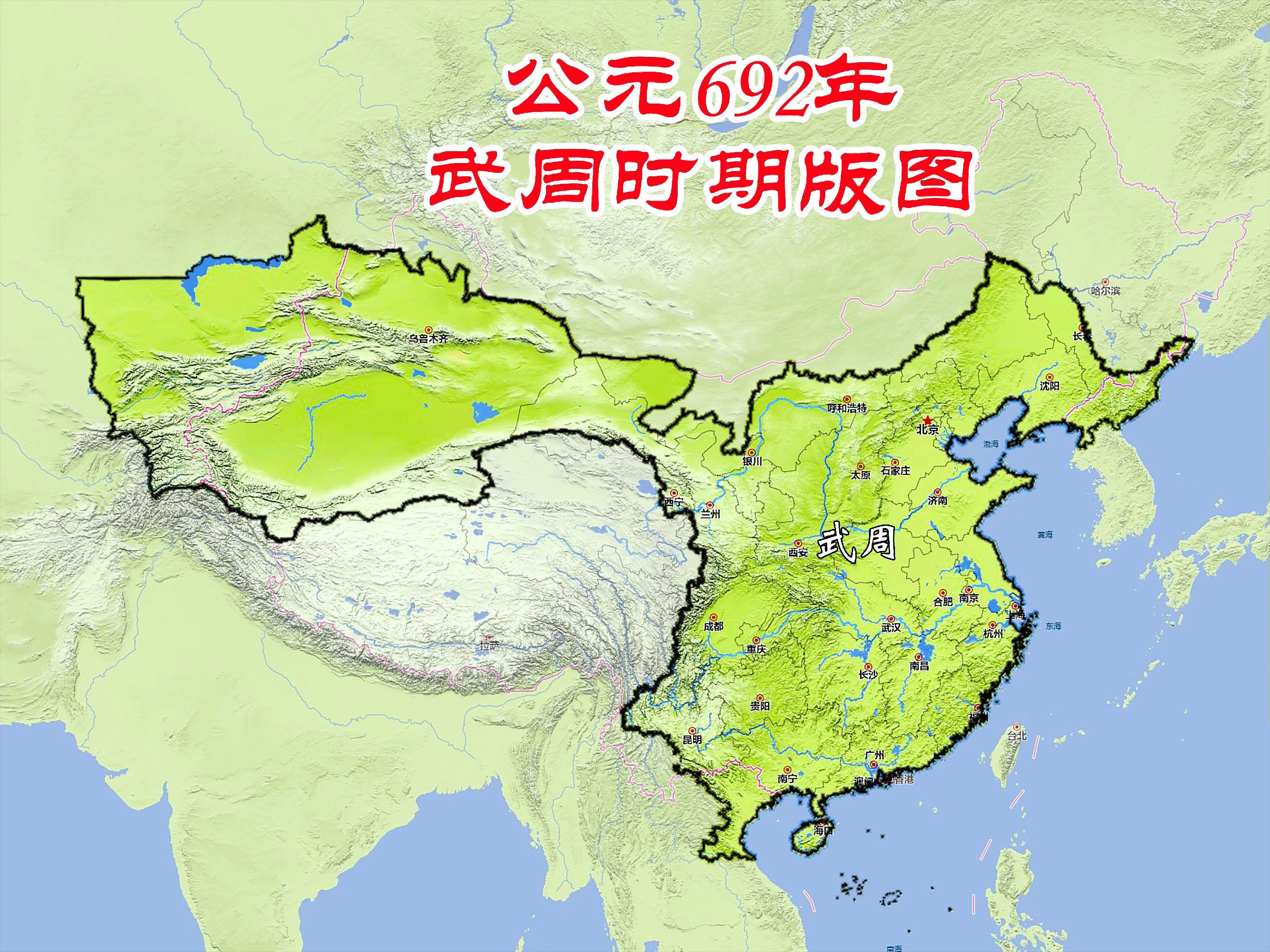 公元692年武周时期版图。