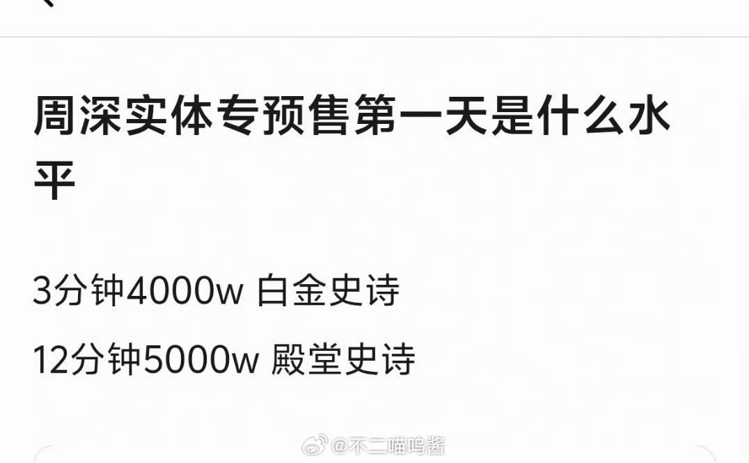 周深实体专预售销量周深实体专辑预售12分钟破5000万 周深新专辑预售12分钟破