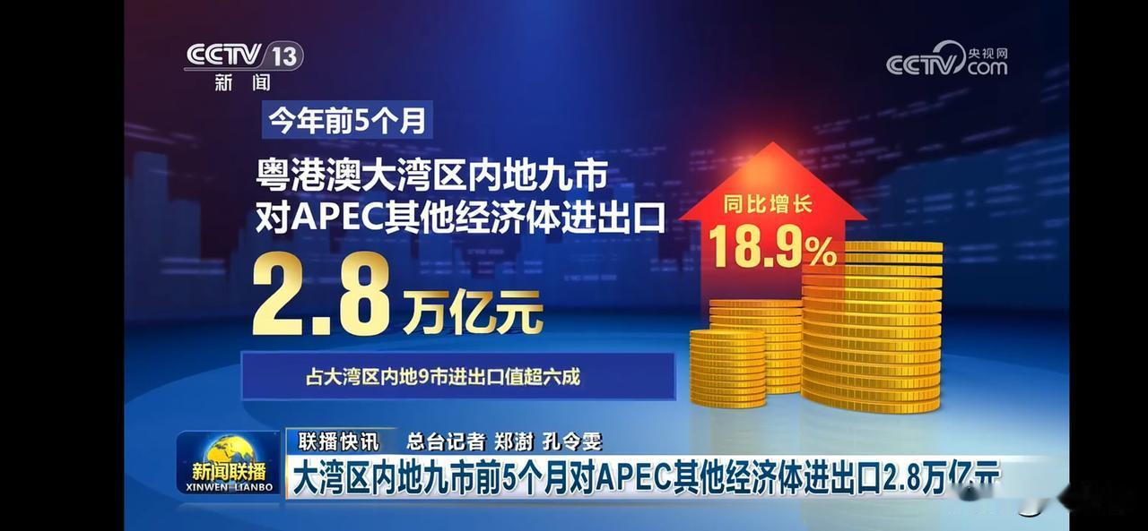 粤港澳大湾区内地九市对APEC其他经济体进出口增长18.9%，达2.8万亿元！