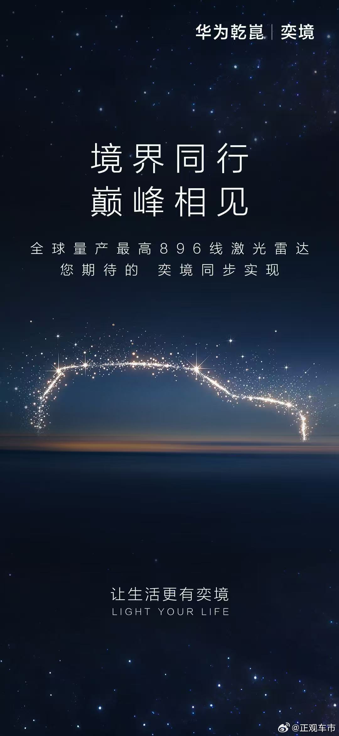 全球量产最高896线激光雷达您期待的，奕境同步实现！奕境 让生活更有奕境 华为乾