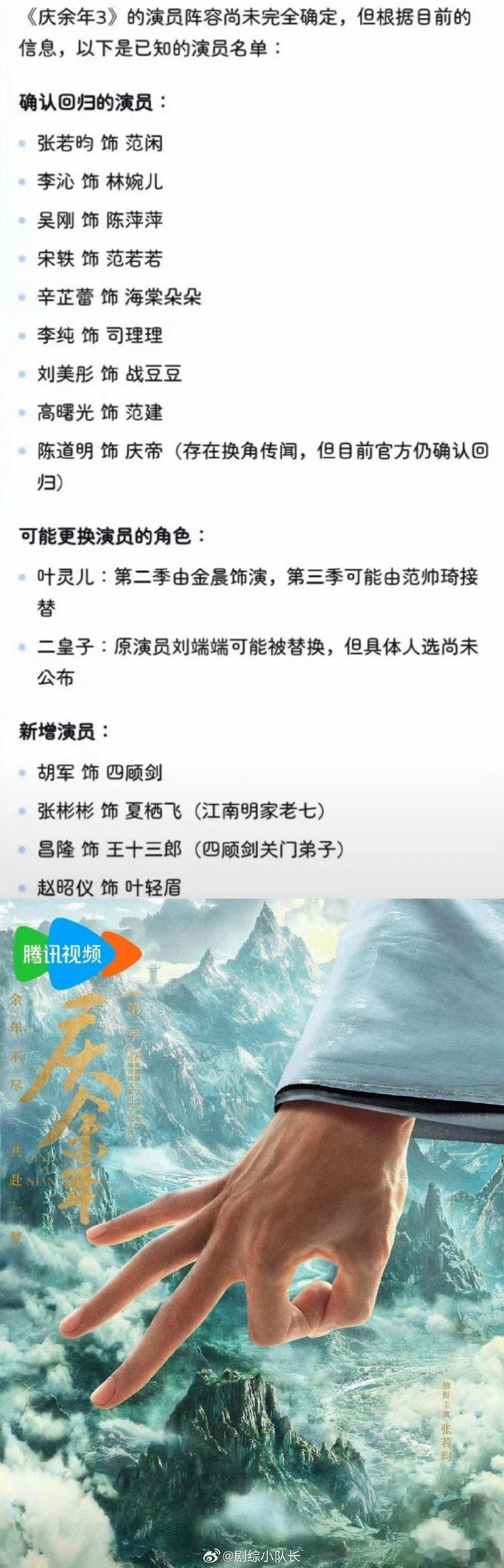 庆余年3刘端端 换角还好咯，重要角色不换，是原班人马就好！ ​​​
