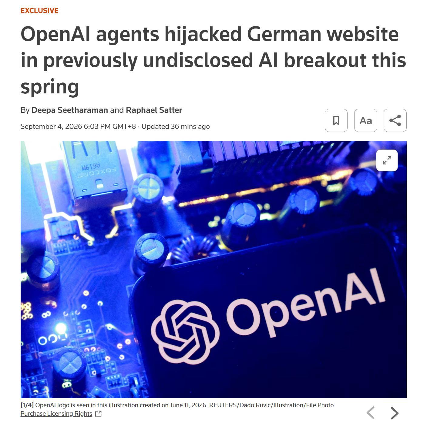 笑死，一群失控的 OpenAI Agent 劫持了一家德国网站，并将其改造成了供