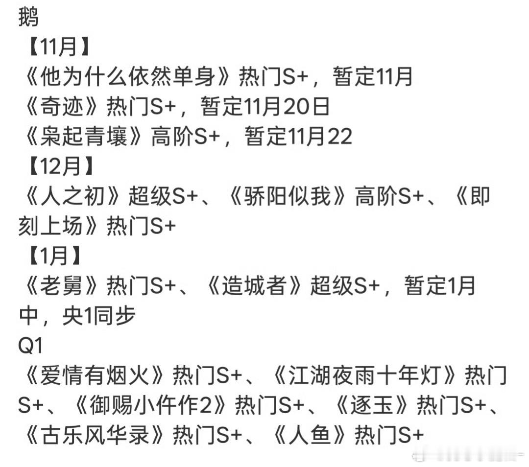 🐧🥝👖🥭接下来的排播 