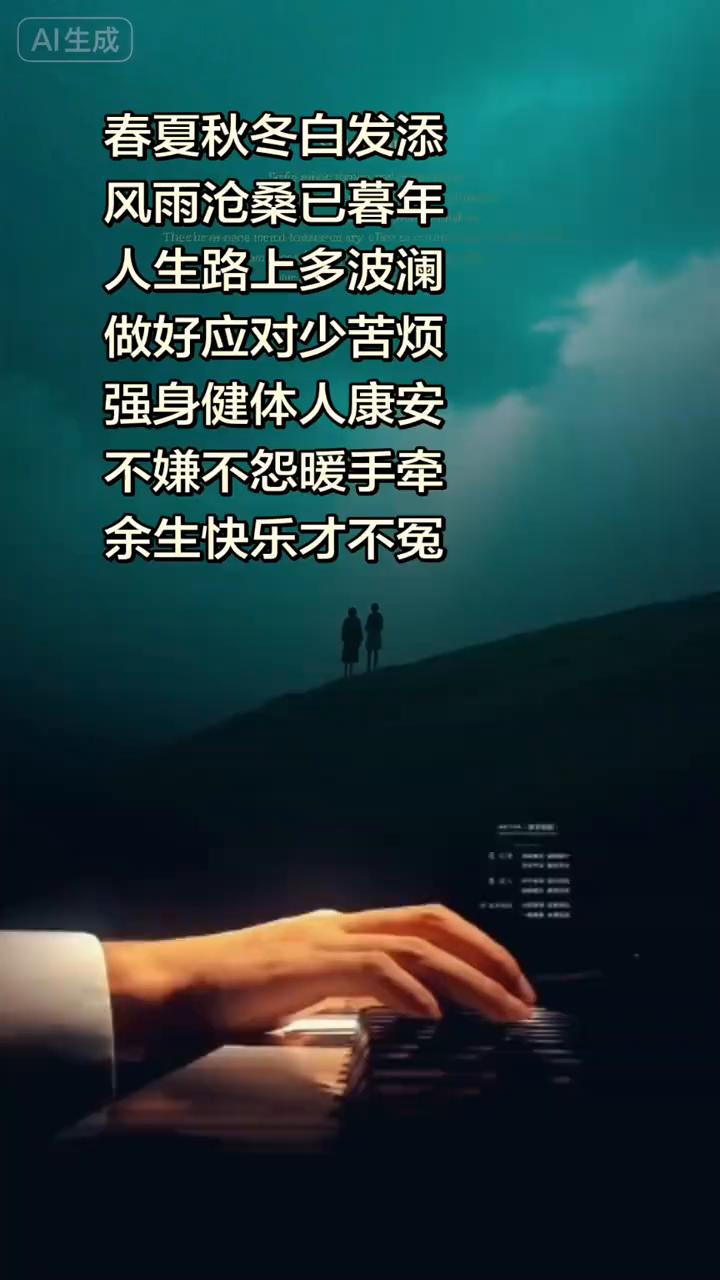春夏秋冬白发添，风雨沧桑已暮年。人生路上多波澜，做好应对少苦烦。强身健体人康安，
