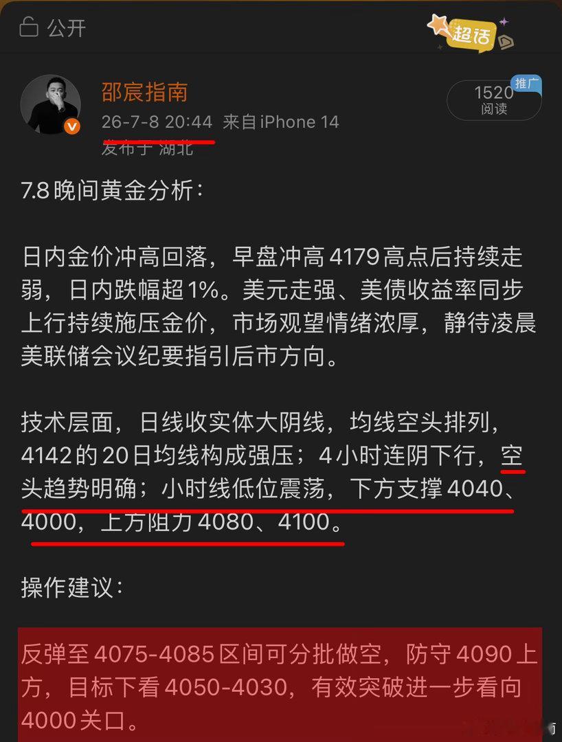 每一轮反弹，皆是顺势做空的良机！今日行情走势一目了然，从不马后炮，点位预判图内清