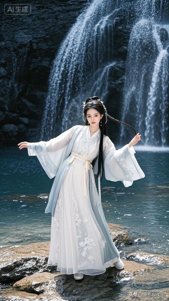 梦幻水花间，优雅女神轻抚时光