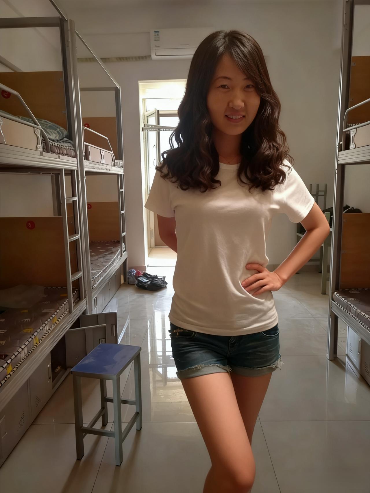 铁皮架上旧书堆，风扇轻摇暑气颓。
白短袖藏年少梦，蓝方凳载故人陪。
窗含树影筛金