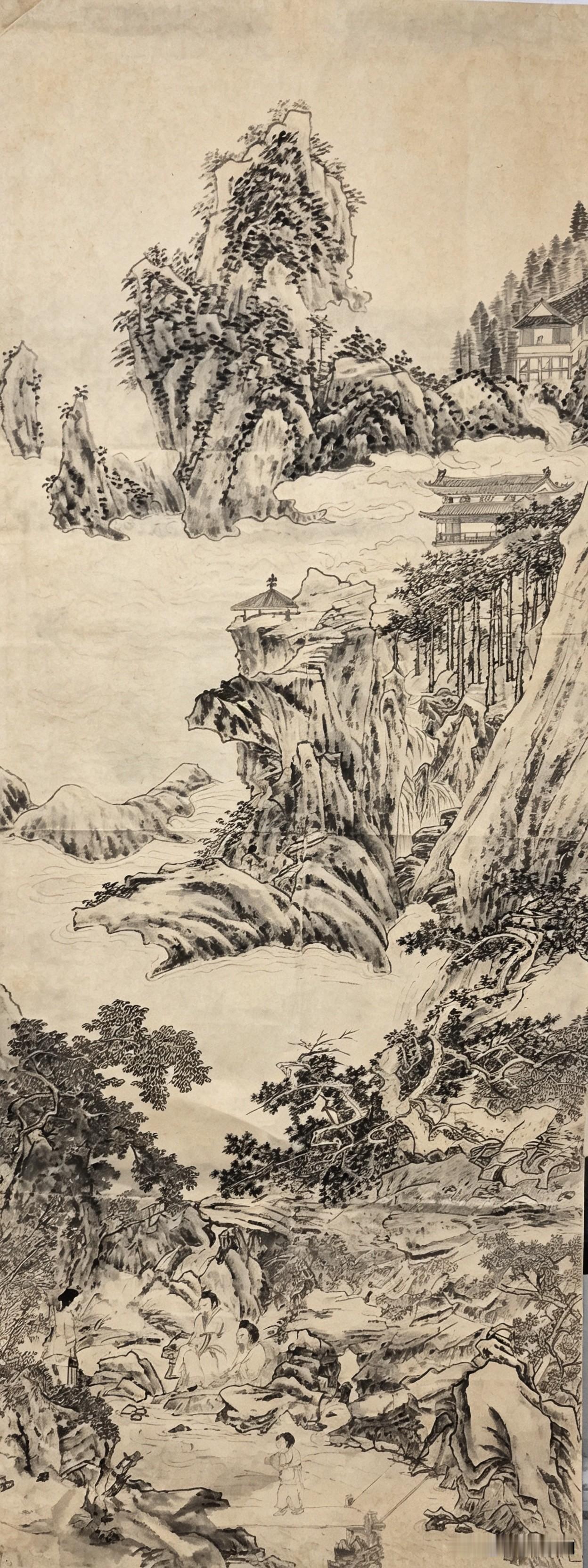 完成六尺国画墨稿，不想上色了，没有那么大桌子啊！感受一下绘制的快乐就好啦！一图为