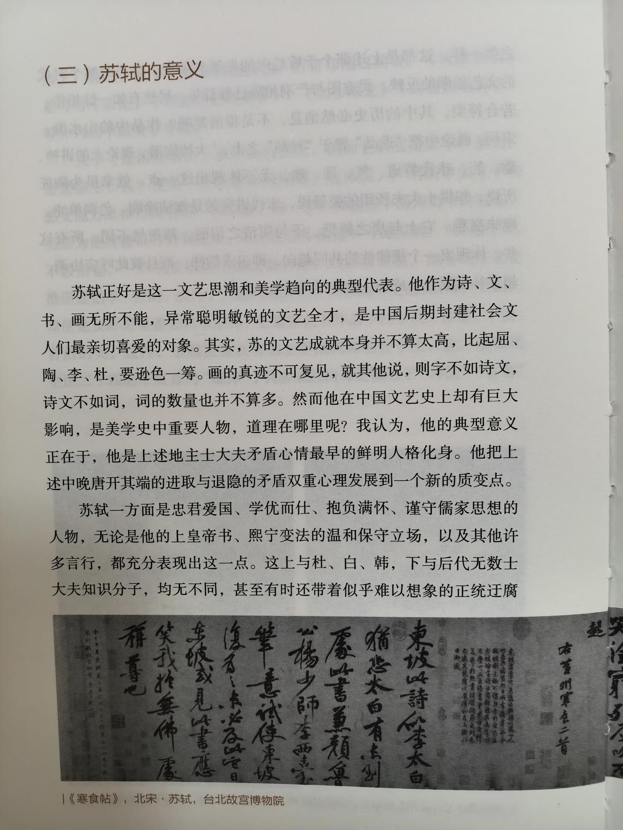 有人觉得李泽厚是否定苏东坡的，因为李泽厚曾经说：“苏（东坡）的文艺成就本身并不算