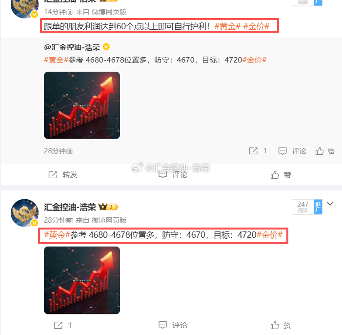 黄金4680位置多，现行情成功上涨至4690上方！还在持有此单的朋友可以上调止损