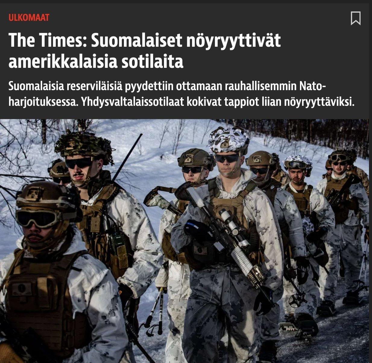 芬兰士兵击败美军，造成美军形象严重受损！在挪威举行的一次冬季北约军事演习中，芬兰