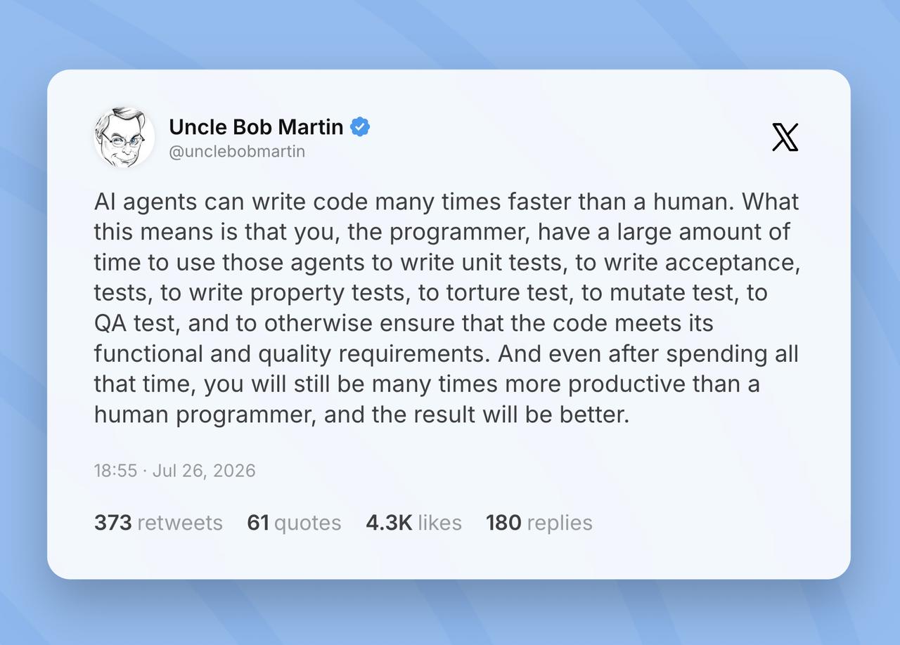 【编码重心已从“生产”转向“验证”】软件工程泰斗 Uncle Bob Marti