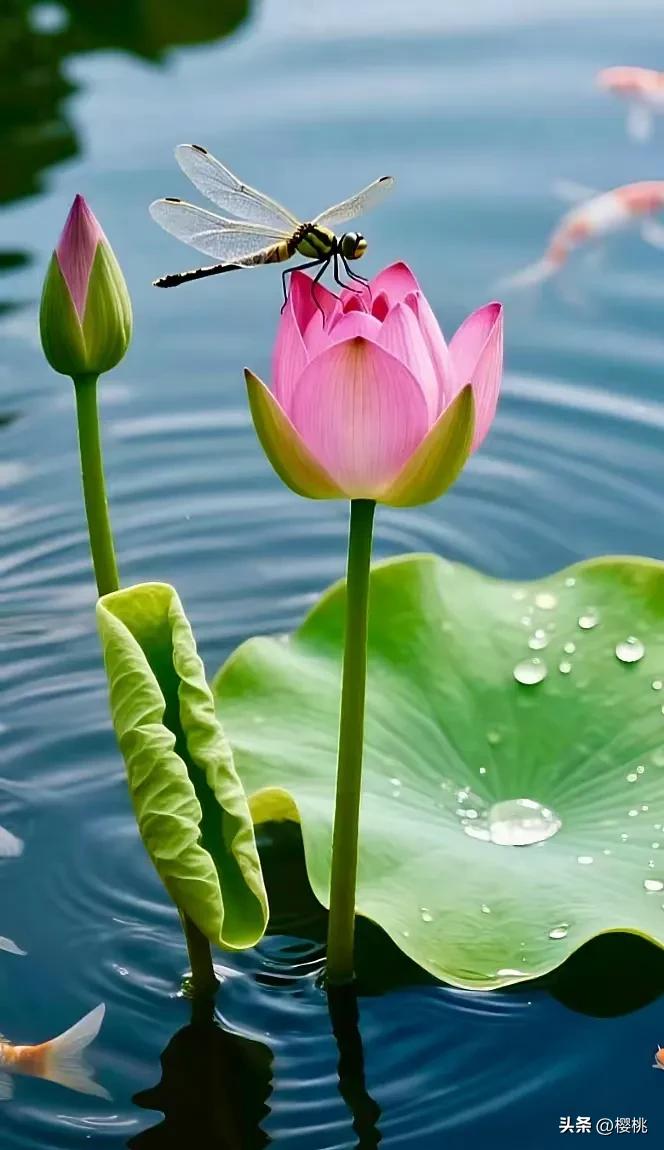 蜻蜓点花。