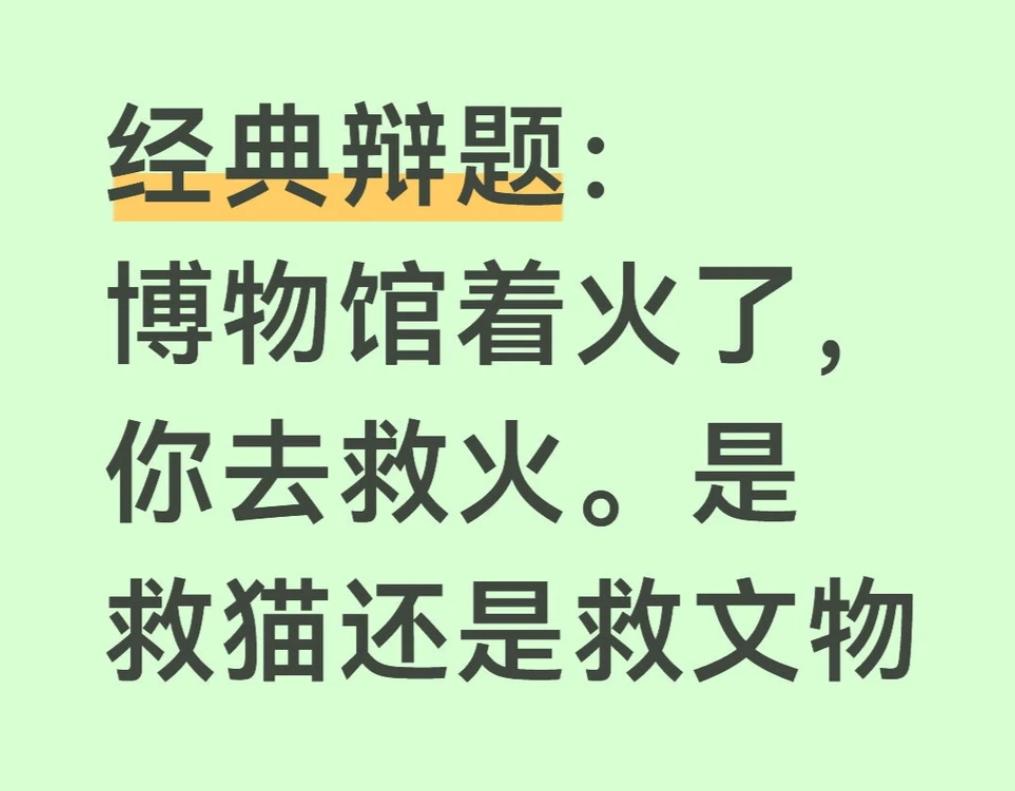 经典辩题：博物馆着火了，你去救火。是救猫还是救文物？