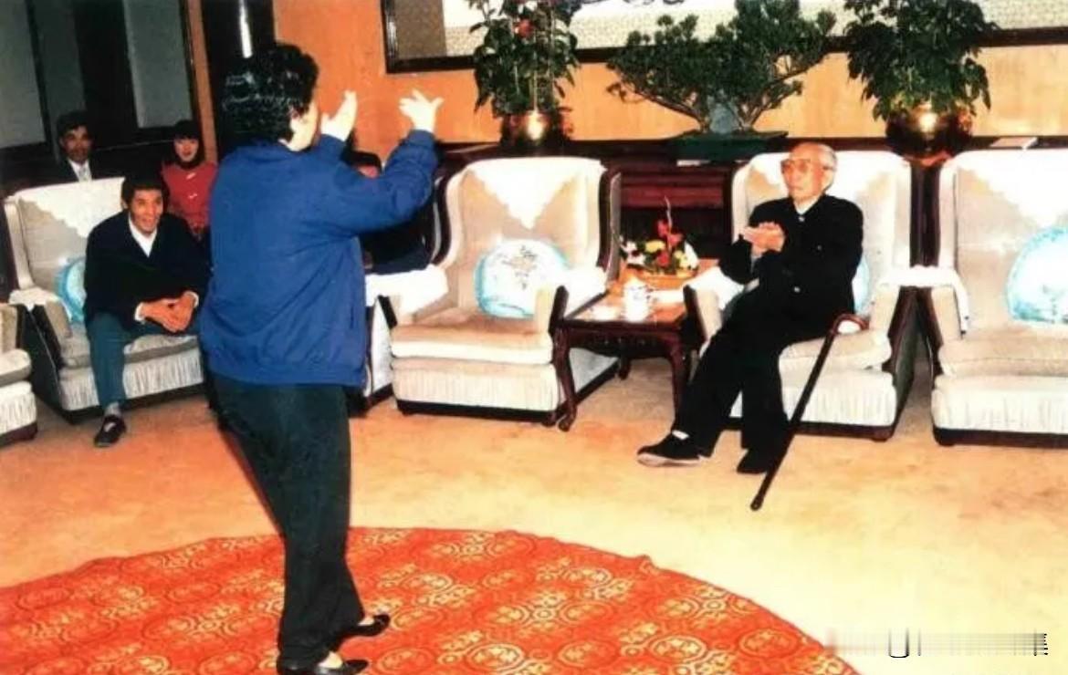 1991年2月在广州，艺术家郭兰英给王震将军表演《南泥湾》的场景，唤起了将军对过