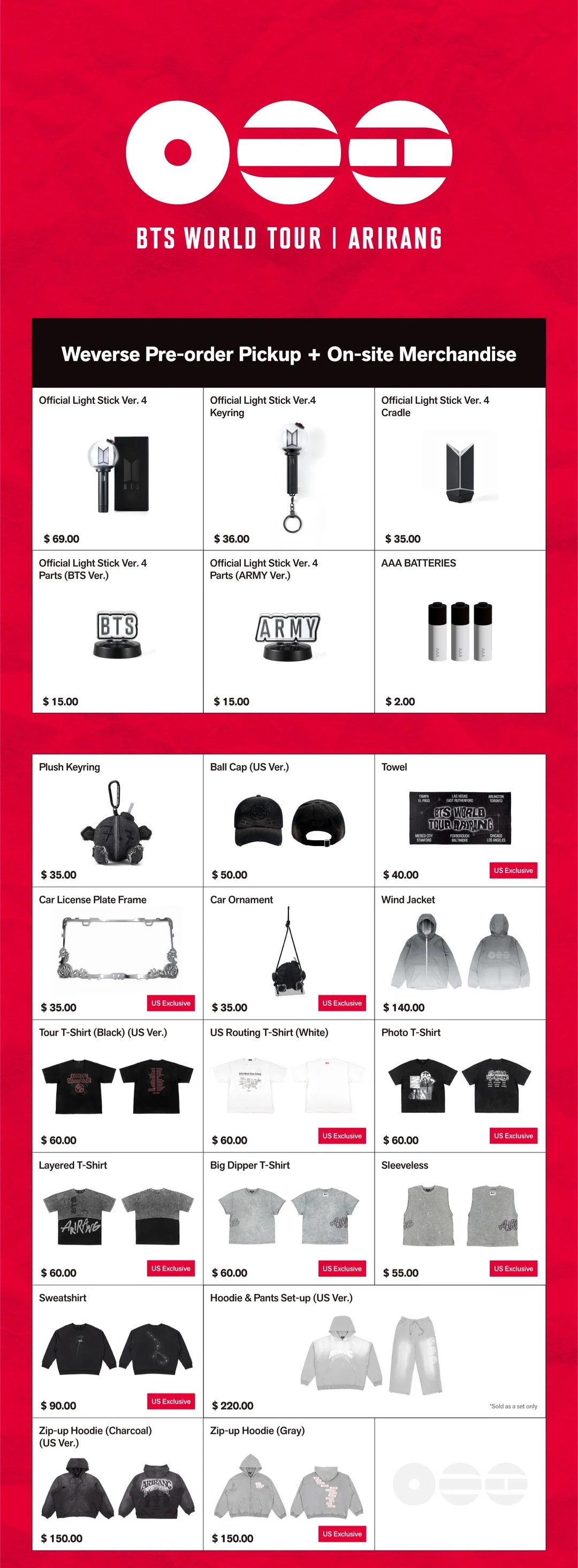 防弹世巡东卢瑟福场商品&应援棒WVS Pickup
