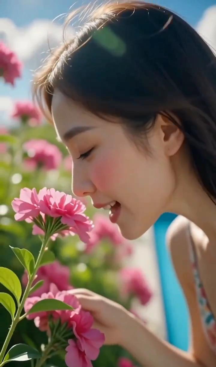 夏日的鲜花无比芬芳，到这里来闻闻花香，游泳一下，真是太惬意了。好香，太舒服了。