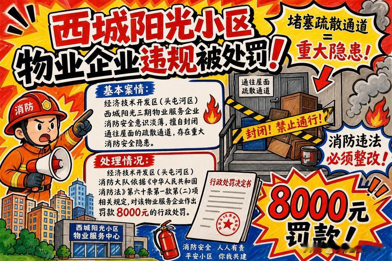 西城阳光小区物业被罚8000元！消防通道被擅自封闭，这可不是小事

    西城