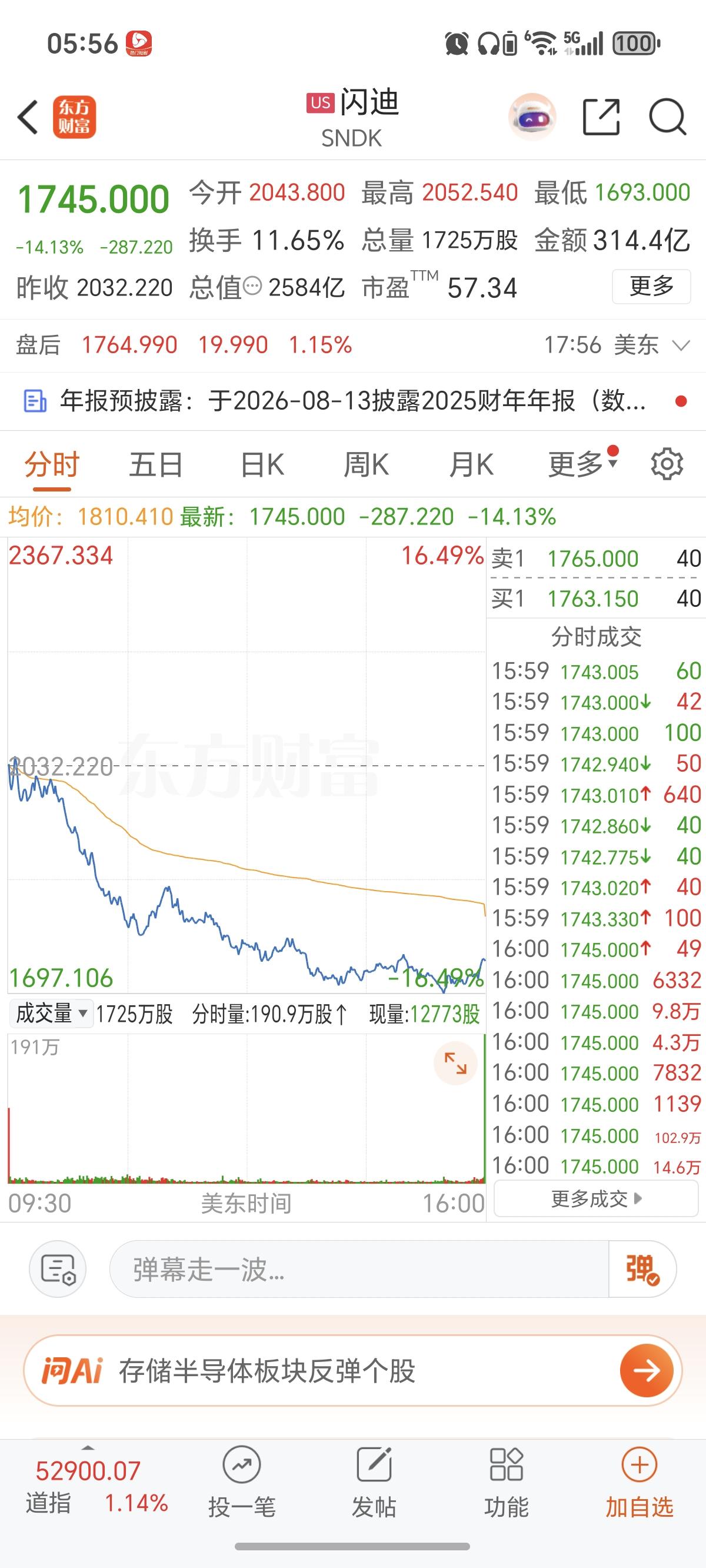 7.03周五  美股：存储芯片，继续暴跌！

7.2晚间，美股存储芯片概念，三大