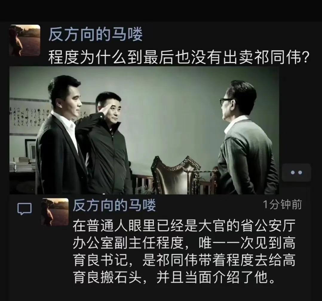 程度为什么到最后也没有出卖祁同伟?
反方向的马喽！

在普通人眼里已经是大官的省