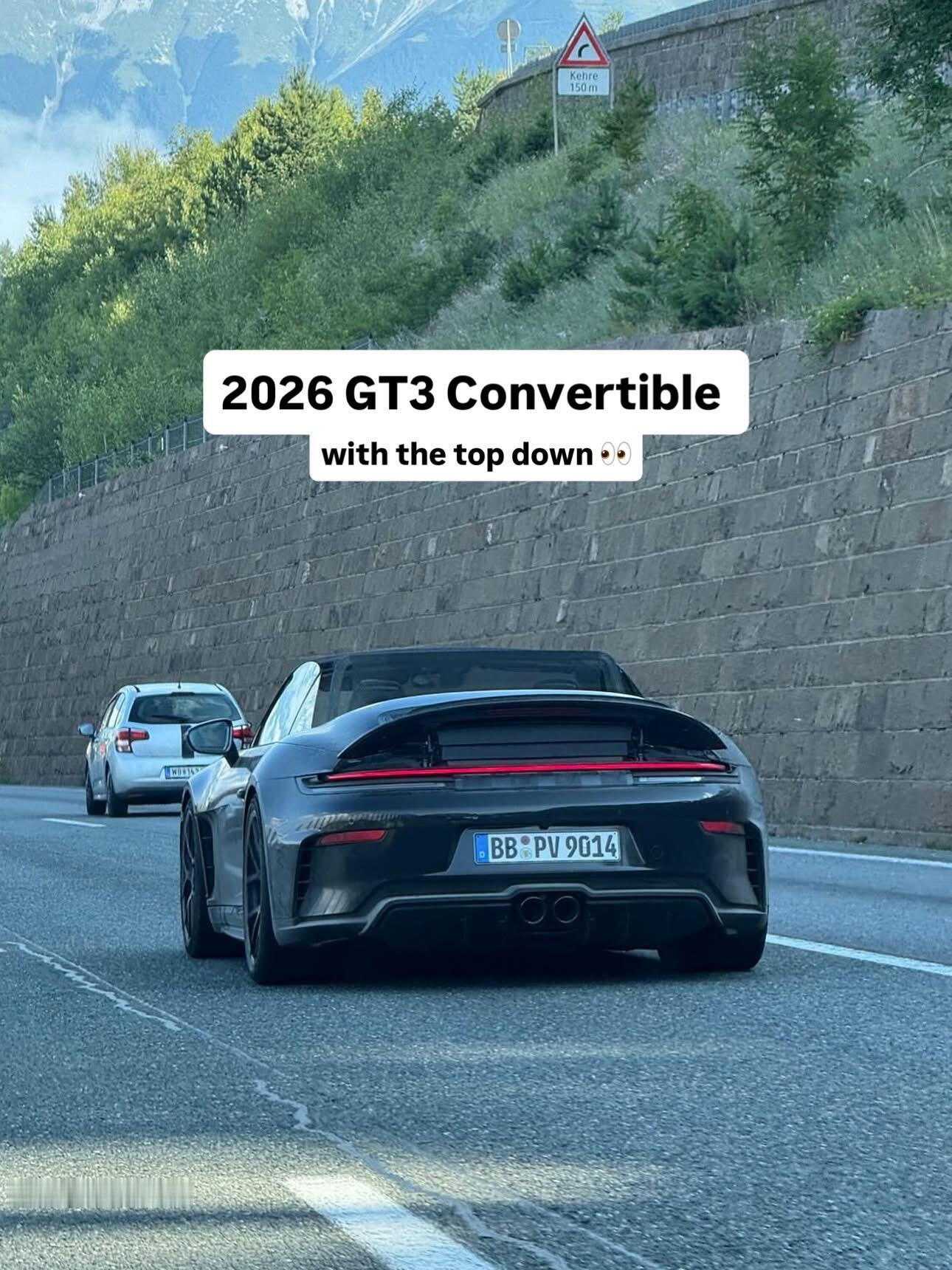大v聊车保时捷911  GT3敞篷？ GT3 + 敞篷？被人拍到了保时捷路试！ 