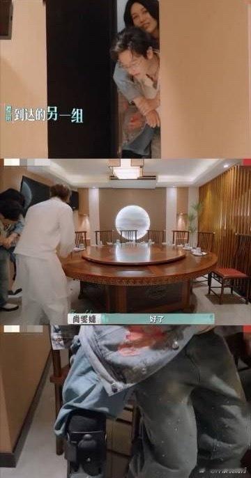 尚雯婕吃饭全靠黄晓明背每到需要上楼梯的时候，黄晓明就主动背起行动不便的尚雯婕，不