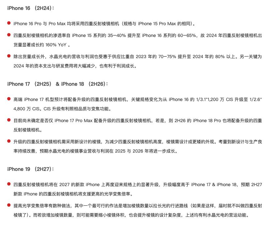 索然无味！郭明錤曝光苹果 iPhone 16-19 系列相机路线图，总结就是升级