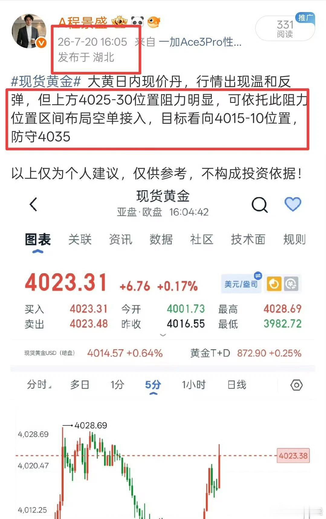 7.20现货黄金总结交易贵在守心，严控风险。7.20黄金维持区间震荡，地缘避险托