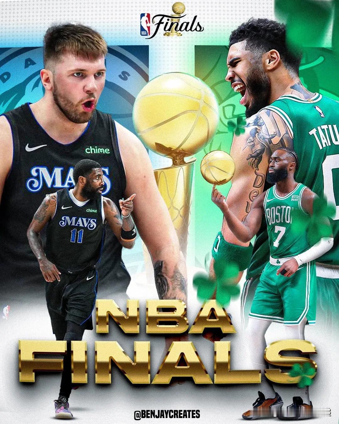 NBA 总决赛：凯尔特人队对阵独行侠

- 杰森·塔图姆/杰伦·布朗或卢卡·东契