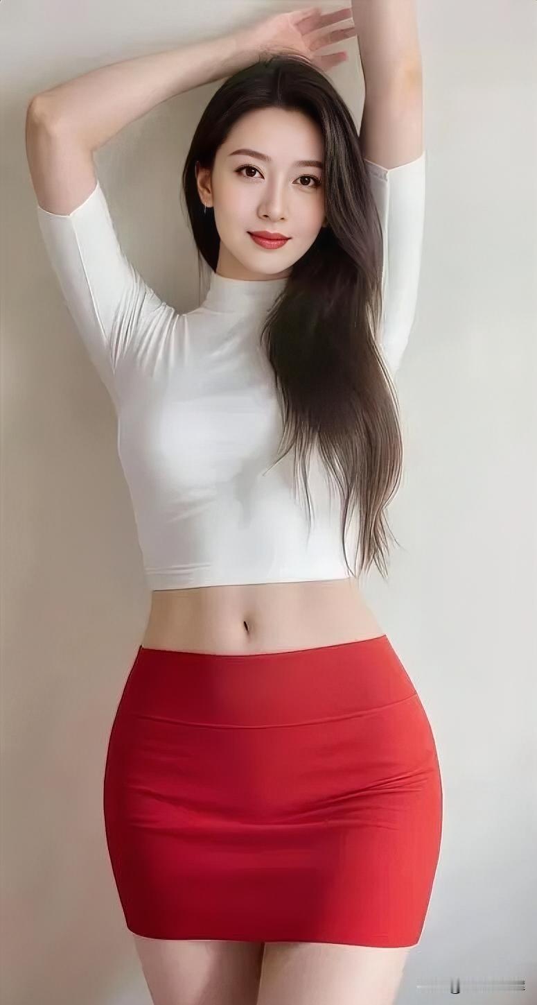 白衣胜雪，红裙似火。青丝垂肩，浅笑如初。