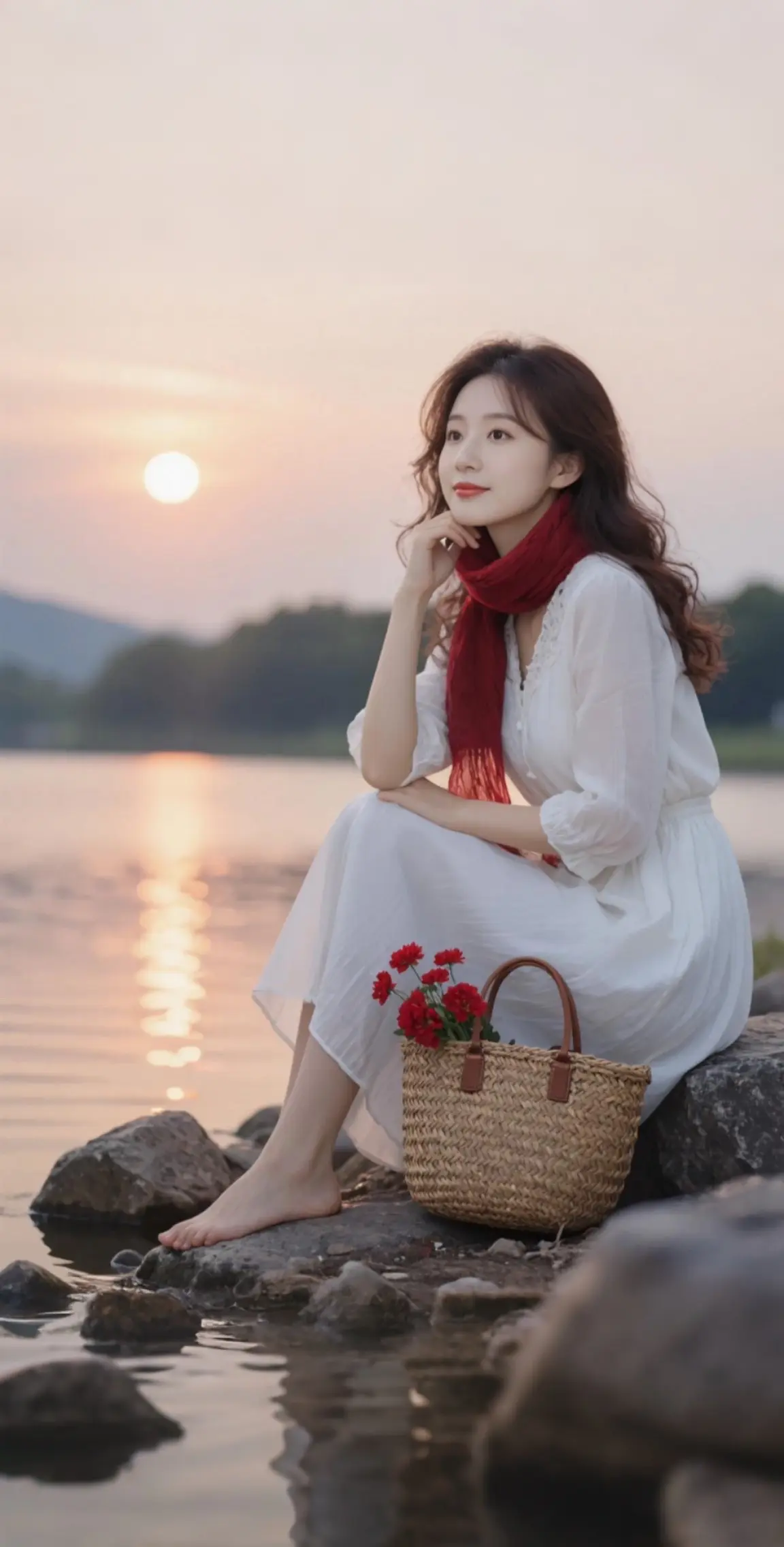 AI扩图 AI夕阳唯美写真