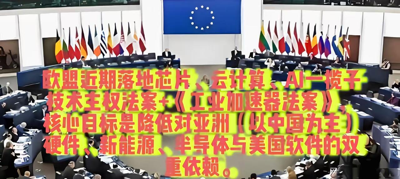 欧盟最近推进降低亚洲技术依赖、谋求技术自主，近期落地芯片、云计算、AI一揽子技术