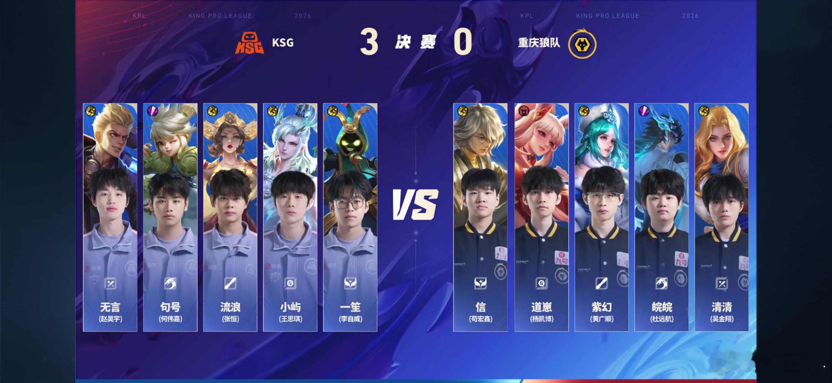 狼队对战KSG重庆狼队今天被打的有点惨啊，目前0比3落后KSG，个人感觉KSG将