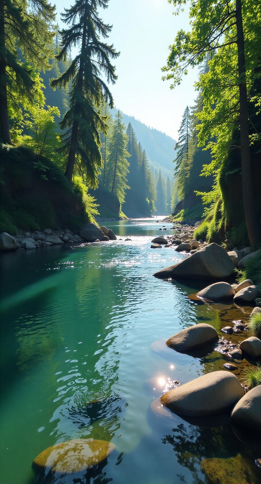 两岸青松观山远。下联可对：一江碧水听风清，此对意境相合，与上联的山水风光呼应，很