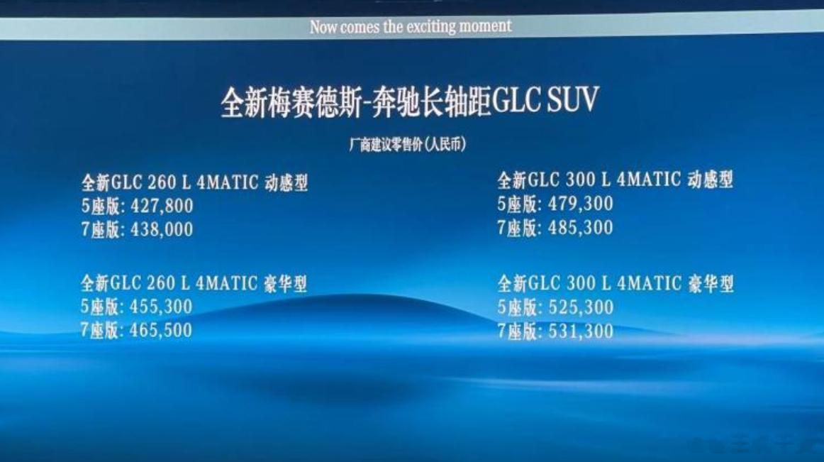 全新奔驰长轴距GLC SUV在本次上海车展正式上市，售价42.78-53.13万