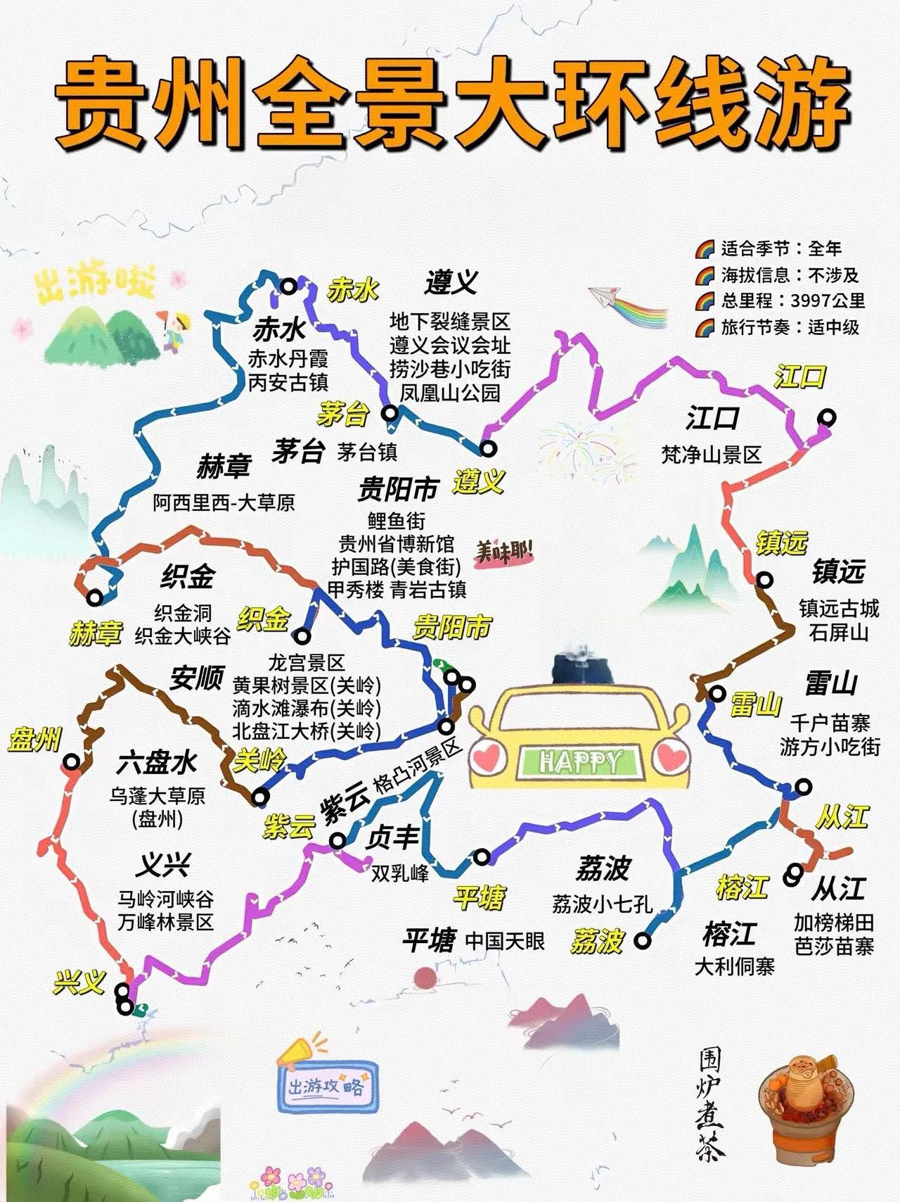 贵州大环线旅游自驾路线图[灵光一闪]