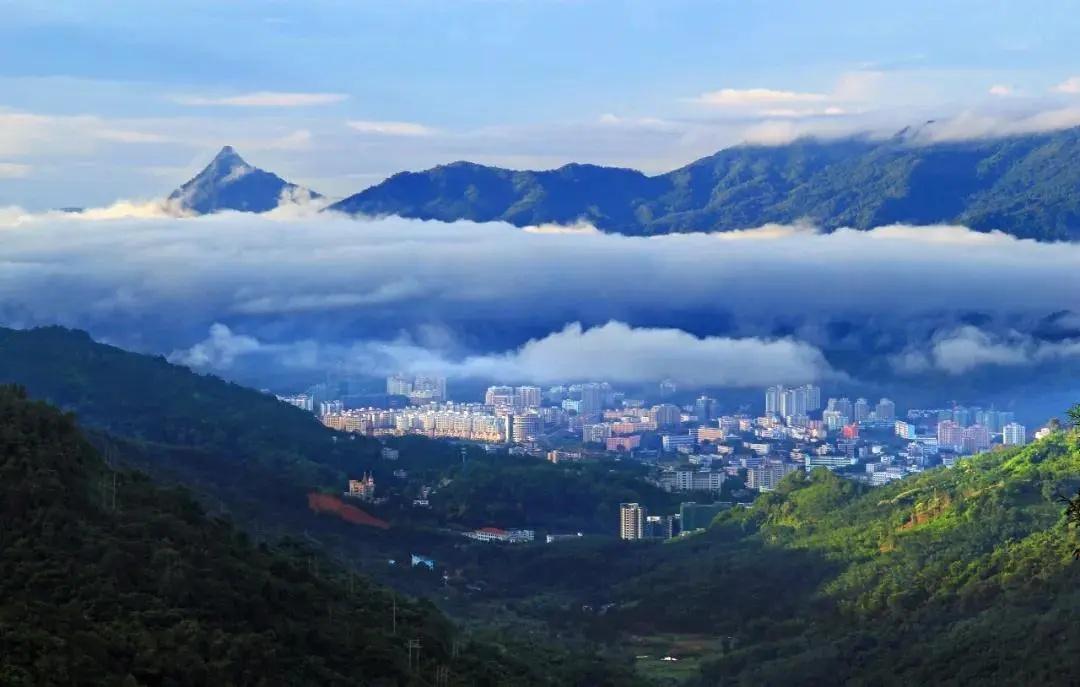 山风伴花行
朱德权（本人新写的歌词）
来琼中 看百花岭，风轻拂漫山新。
云深处藏