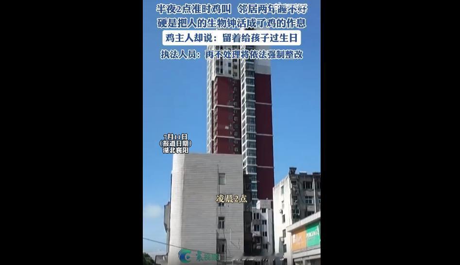 好好的城市小区，公共平台被人私自养鸡，扰民整整两年，还拿孩子过生日当借口一拖再拖
