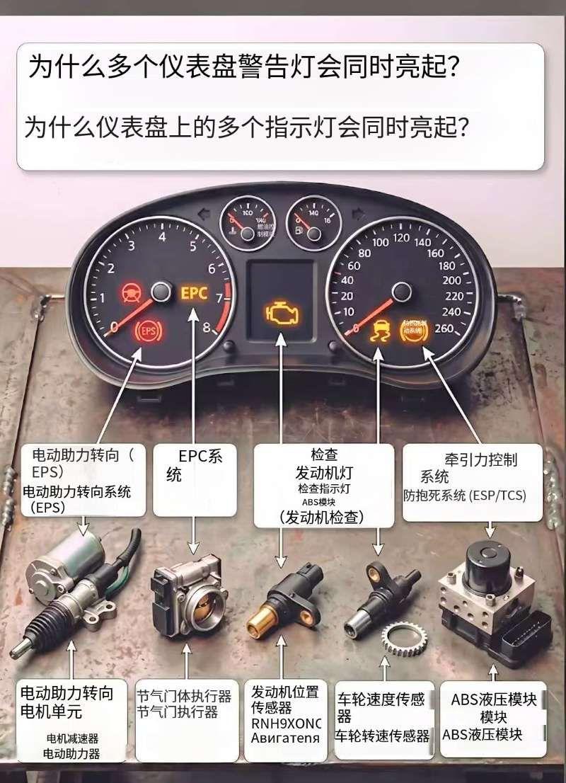 仪表盘故障灯全亮像圣诞树？别慌！我们都遇到过这种糟心事：启动车子瞬间，仪表盘直接