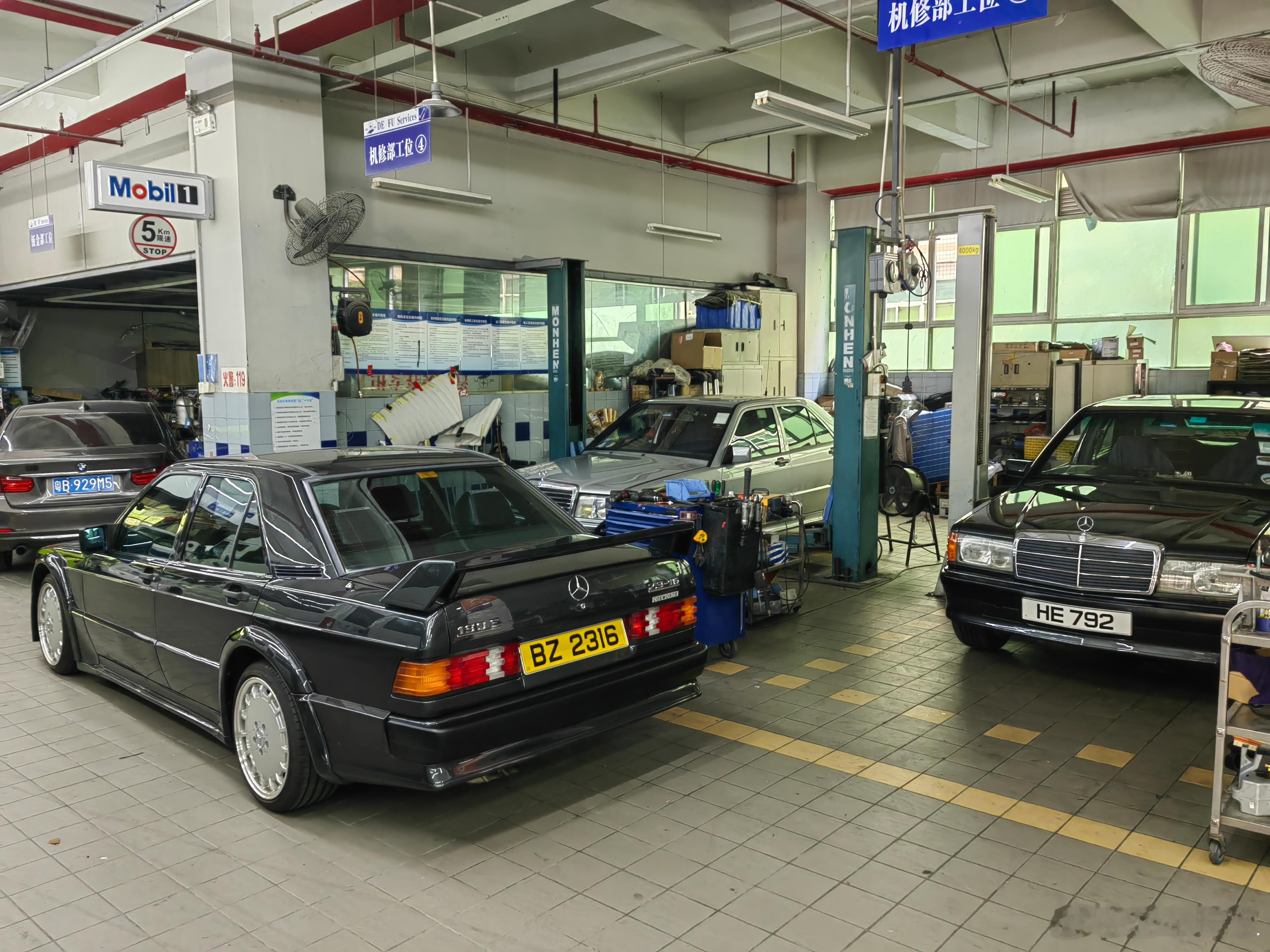 今天是我部老奔驰190E 2.3 16V的大日子, 首次港车北上， 与朋友两部1