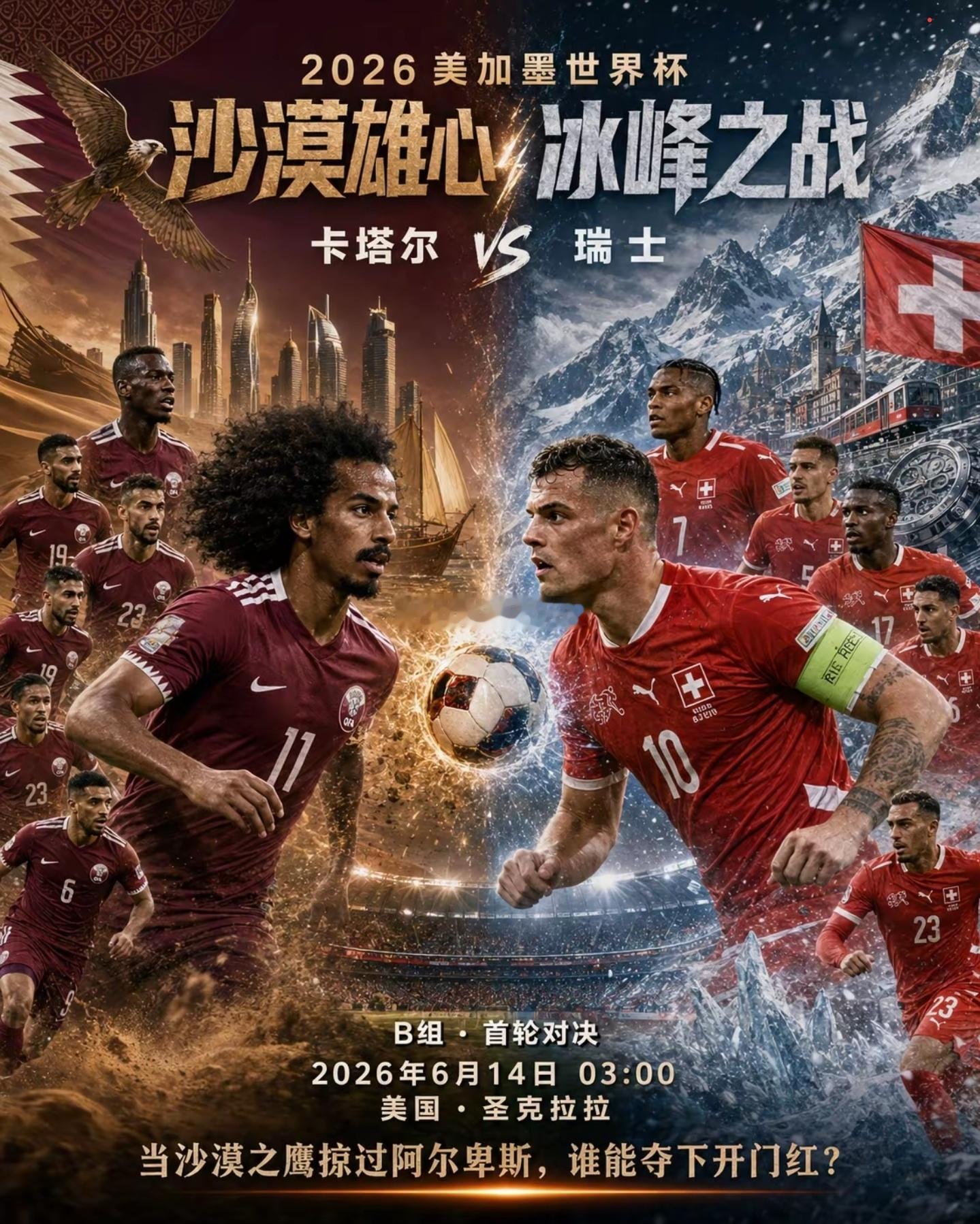 世界杯  卡塔尔vs瑞士 两队实力差距较大，瑞士攻防体系成熟、大赛经验充足，本场