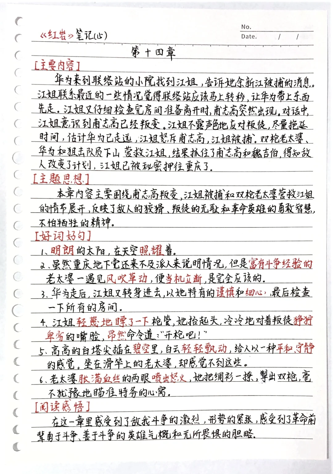 《红岩》第十四章 读书笔记