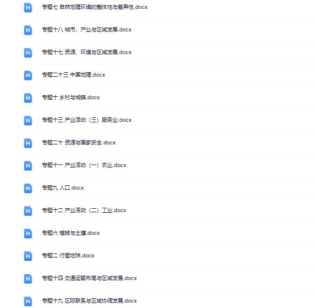 近五年（高考地理）真题归类训练复习！“抓紧”打印练考试不吃亏
word版的获取，